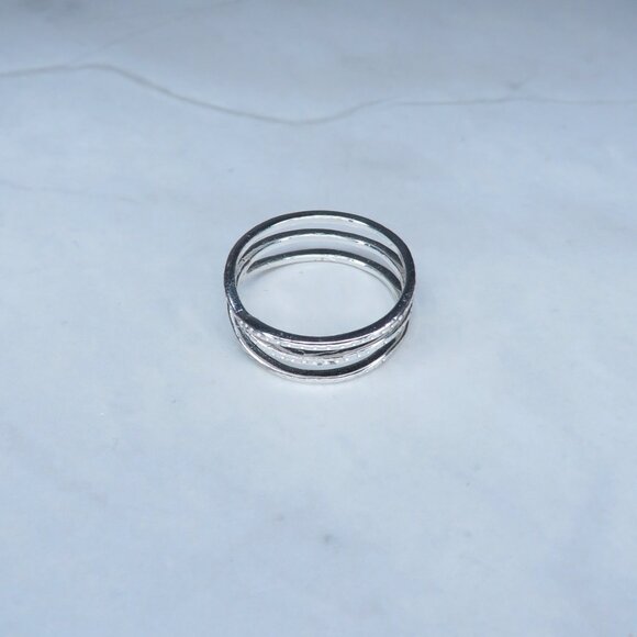 Silver Color 3 Banded Ring - Picture 2 of 9